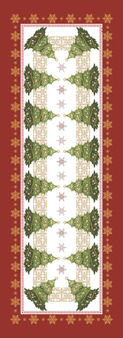 Christmas Runner with bright colors and cheerful Xmas elements. Size 14"x40"-small size