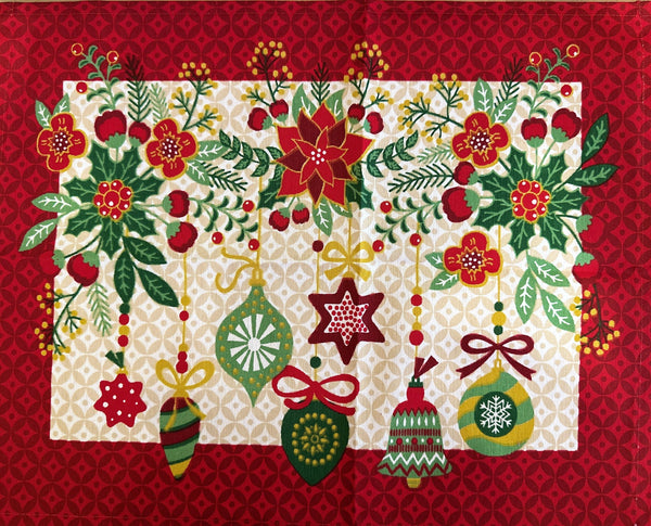 • Traditional red and white Christmas Placemats - 2 piece set. Size 14"x18"