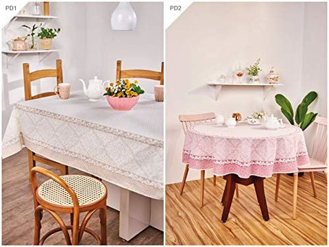 Classic Printed Fabric Rectangle Tablecloth. It illustrates Small Geometric Design and arabesques.